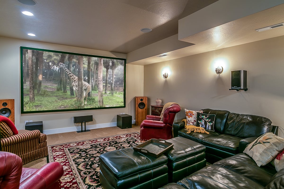 Surround sound system and huge screen allow for epic movie nights